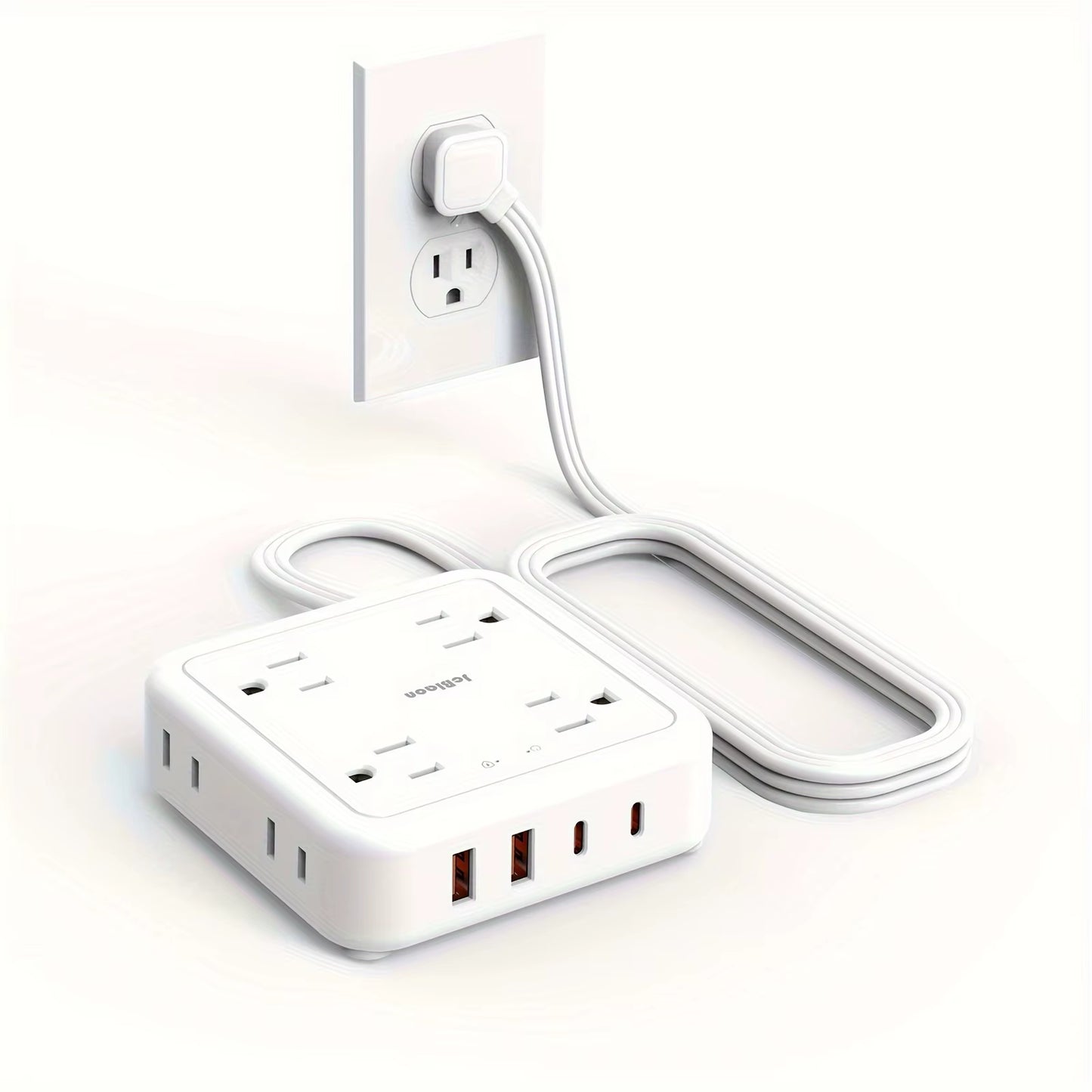 Surge Protector Power Strip - 8 Widely Outlets with 4 USB Charging Ports, 3 Side Outlet Extender with 5Ft Braided Extension Cord