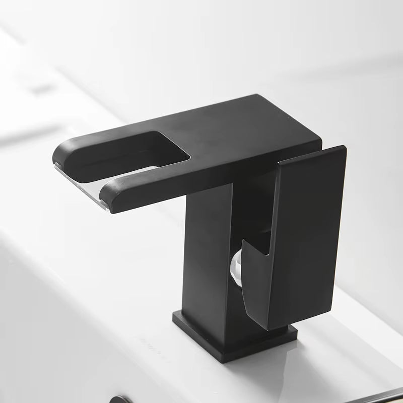 Luxury LED Black Basin Faucet Tall and Short Tap Bathroom Single Handle Cold and Hot Water Flow Produces Electricity