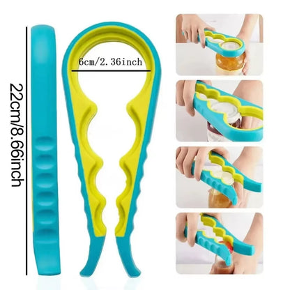 4-In-1 anti Slip Can Bottle Opener Multi Tool Kitchen Gadget for Beverage Jar Caps Easy Grip Lid Twister Home Essentials