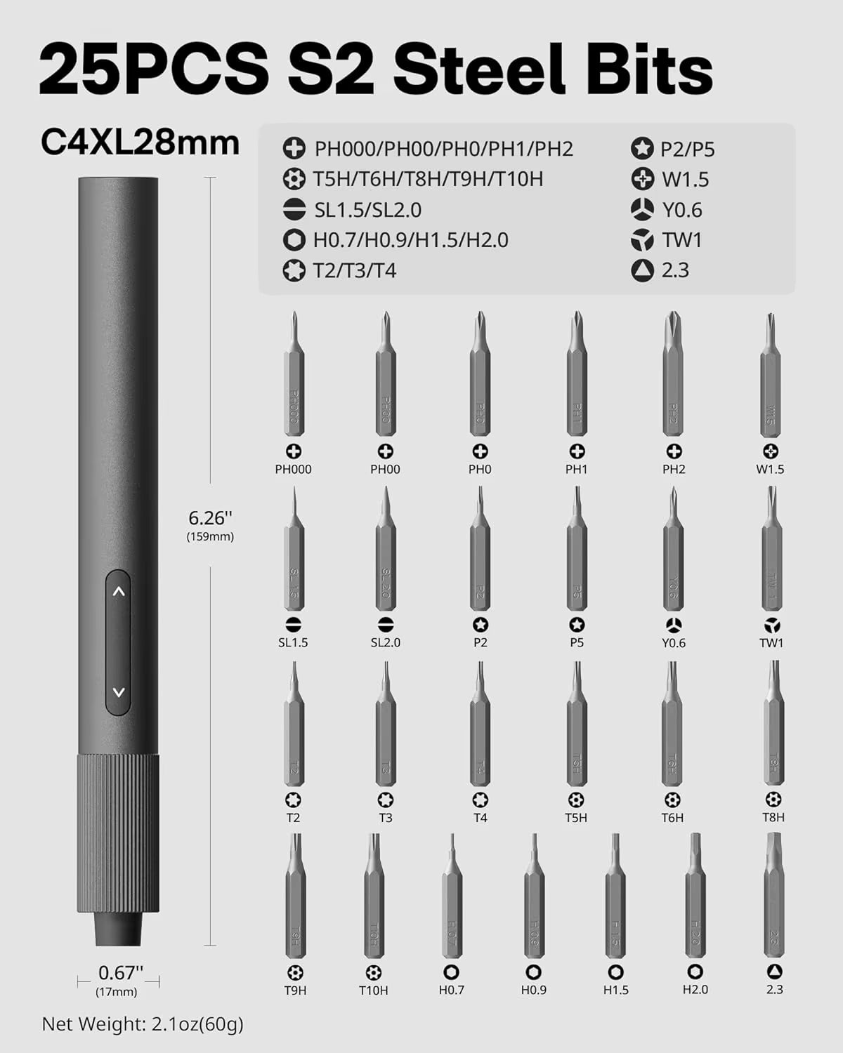 25-In-1 Mini Electric Screwdriver Set, USB-C Rechargeable, Compact Magnetic Tool for Phone, Laptop, Camera Repair
